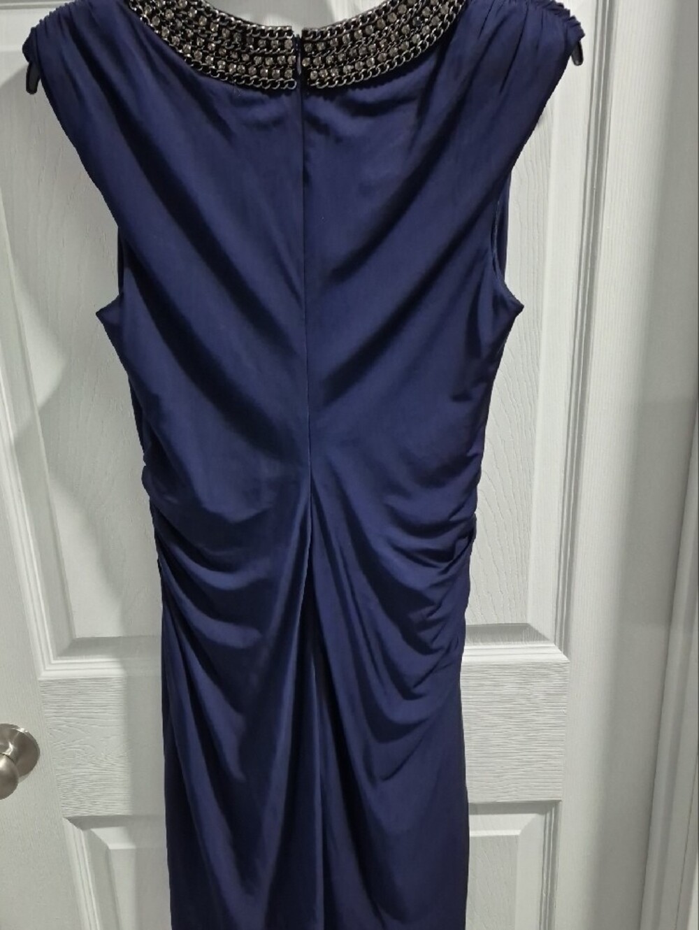 Laundry By Shelli Segal Navy Midi Dress with Embellished Collar - Picture 4 of 5